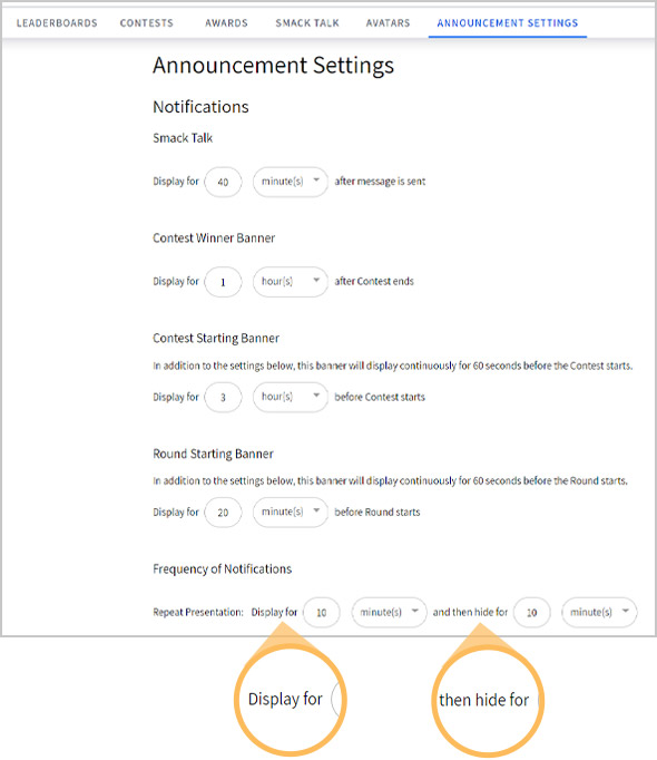 Manage Announcements Settings on the ZOOM Nitro™ Leaderboard - Step 4