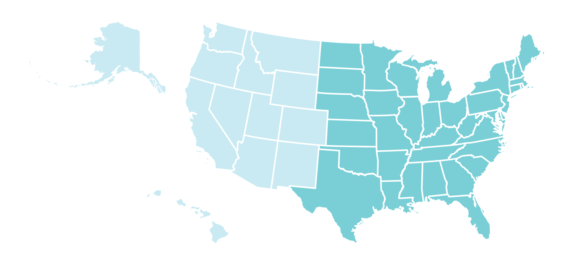 U.S. map showing area coverage for Free Shipping on HME Drive-Thru Repairs